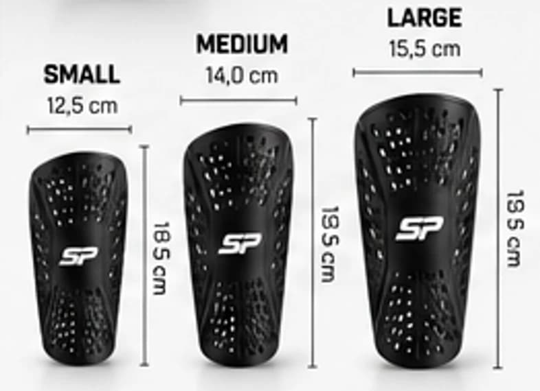 SP SHIN PROTECT i storlekarna Small, Medium och Large med mått